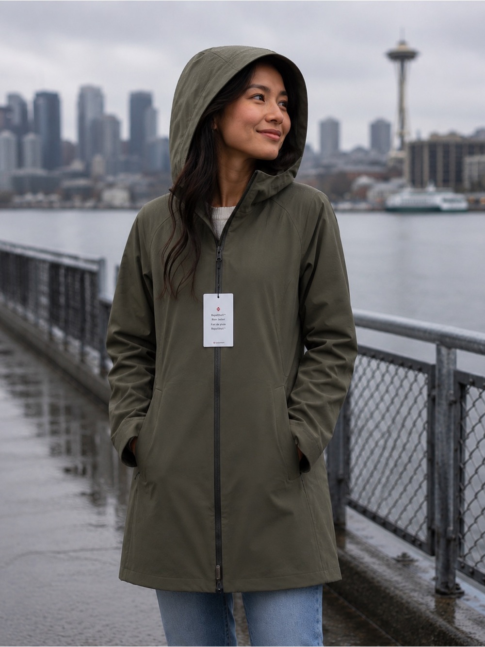 Lululemon RepelShell Rain‎ Jacket Army Green Size 12 NWT Waterproof Fleece Lined